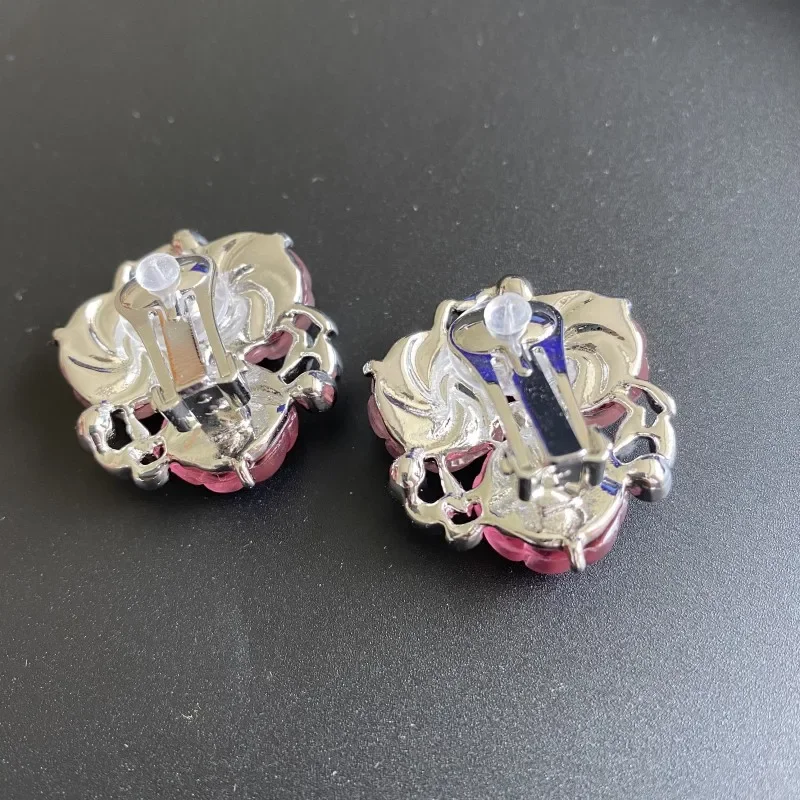 Vintage Colorful Pumpkin Car Jelly Glass Stud and Clip-On Earrings for Women Easter Accessory