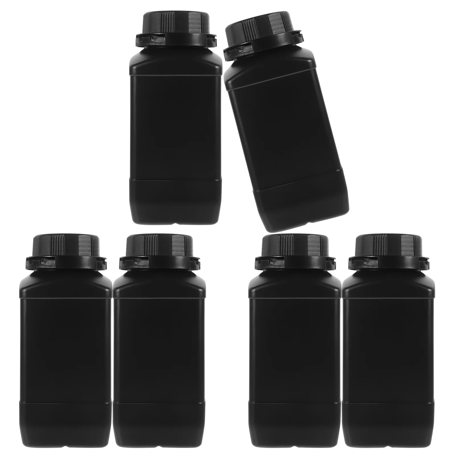 

6Pcs 1000Ml Wide Mouth Reagent Bottles Black Pe Plastic Square Jars Spill Resistant Laboratory Chemical Storage Jar for Solid