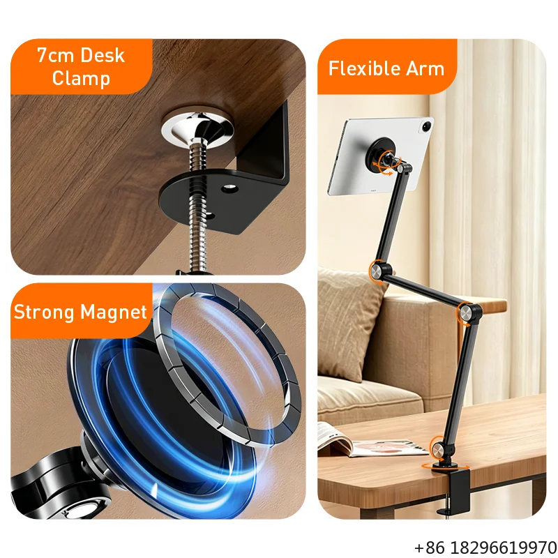360 ° Soporte Ajustable para Teléfono y Tableta, Soporte Metálico Flexible Antideslizante para Escritorio y Uso en Cama