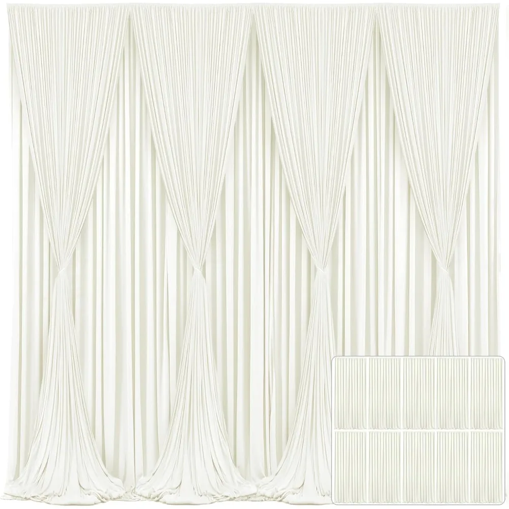 

Ivory Backdrop Curtain for Wedding Parties Wrinkle Free Ivory Photo Curtains Backdrop Drapes Fabric Decoration for Baby