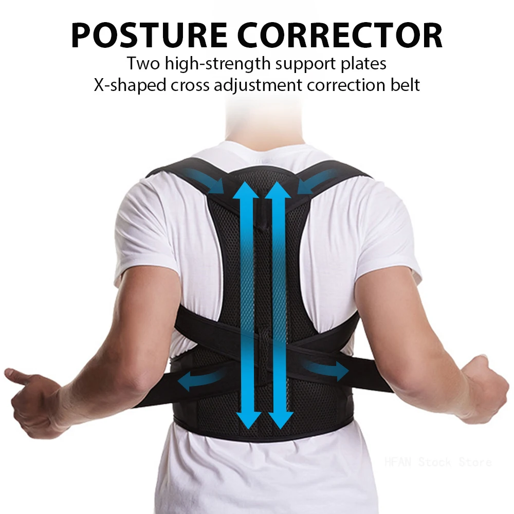 Reinforced Belt Lumbar Column Posture Corrector Vest Adjustable Back Support Strap Shoulder Spine Brace Neck Stretcher Trainer