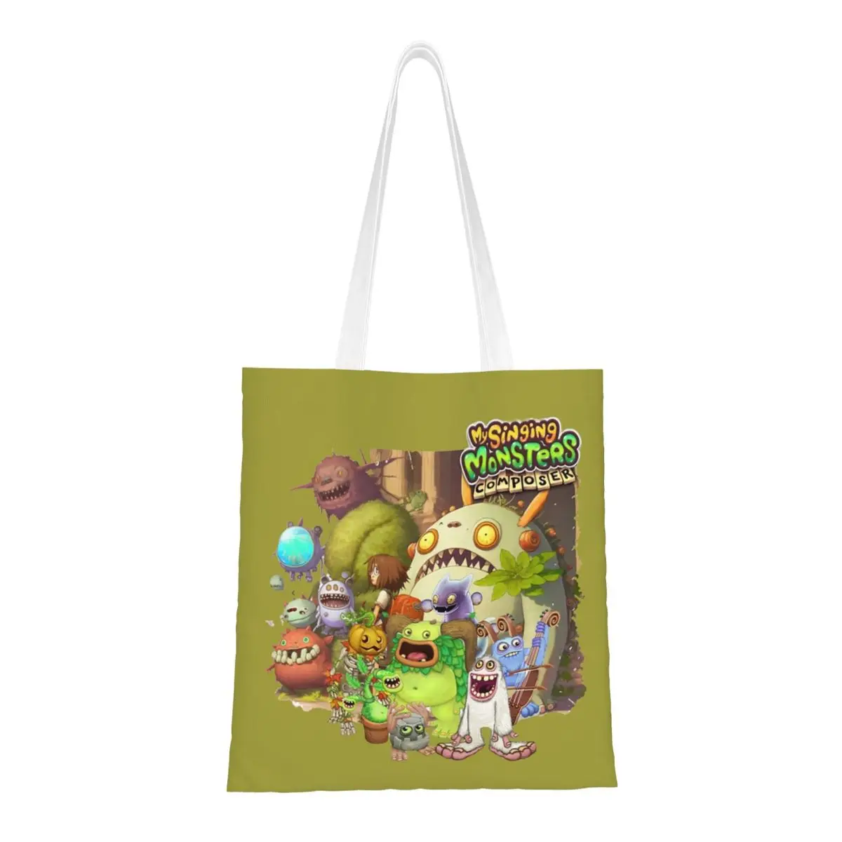 My Singing Monsters Wubbox Characters Funny Gamer Shopping Bags Ladies Canvas The Tote Bag Reusable Women Shoulder Tote Handbag