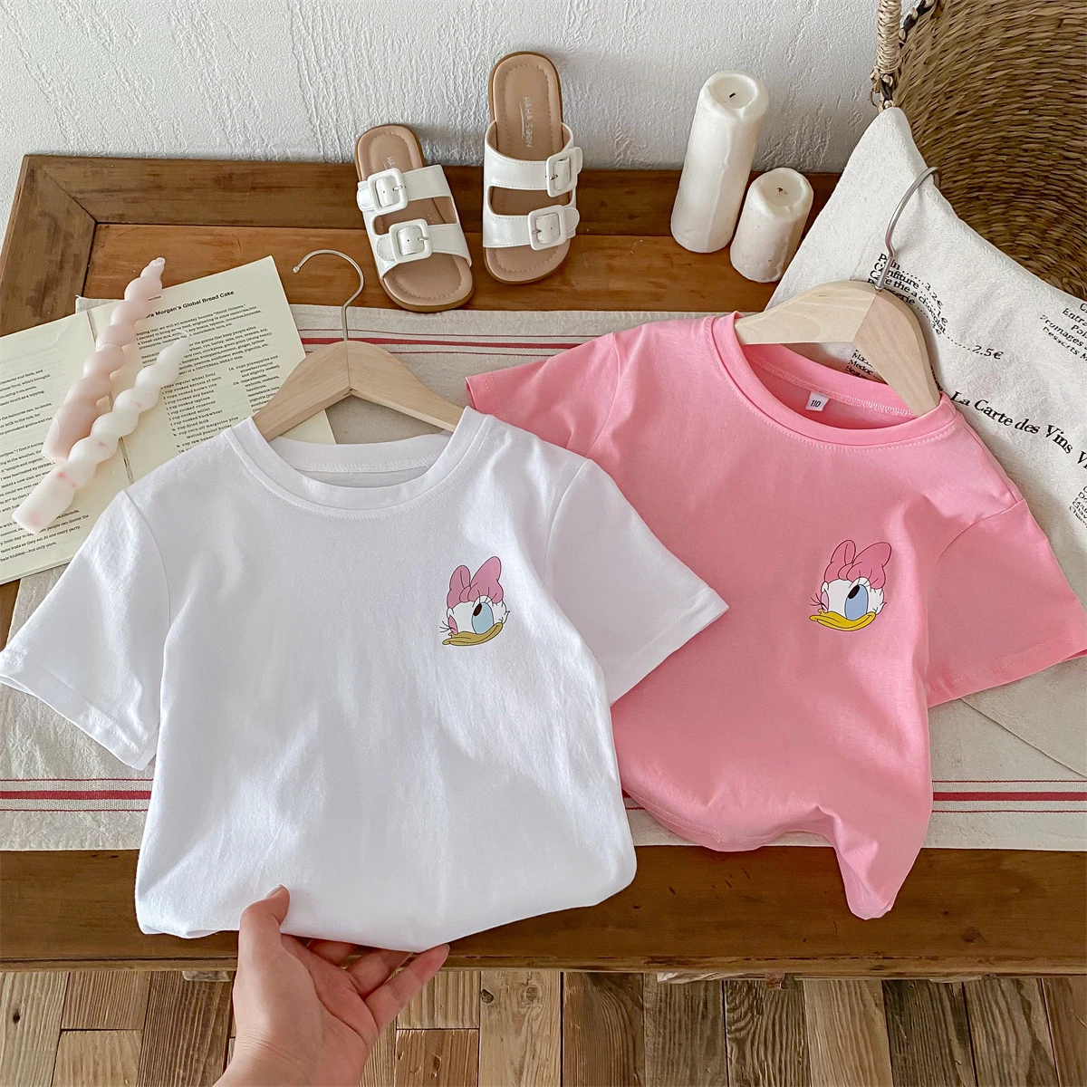 الصيف أزياء فضفاضة فتاة الأطفال المطبوعة تي شيرت الطفل القطن قصير الأكمام تي شيرت الأطفال عارضة أعلى ملابس طفل صغير #1