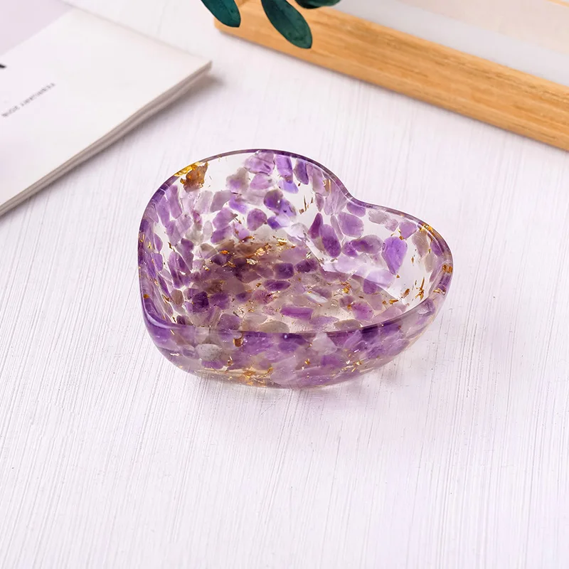 

Resin Cup Natural Crystal Gravel Heart Shaped Decorative Bowl For Romantic Home Decor Gift Family Friends