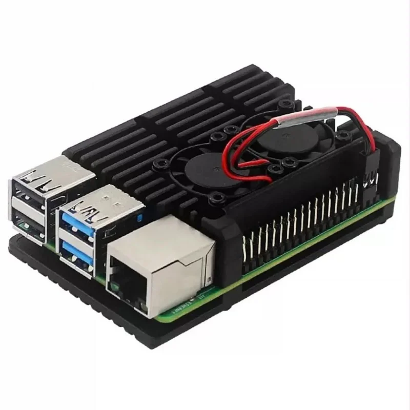 

Raspberry Pi 4 Aluminum Case with Dual Cooling Fan Metal Shell Black Enclosure for RPI Raspberry Pi 4B