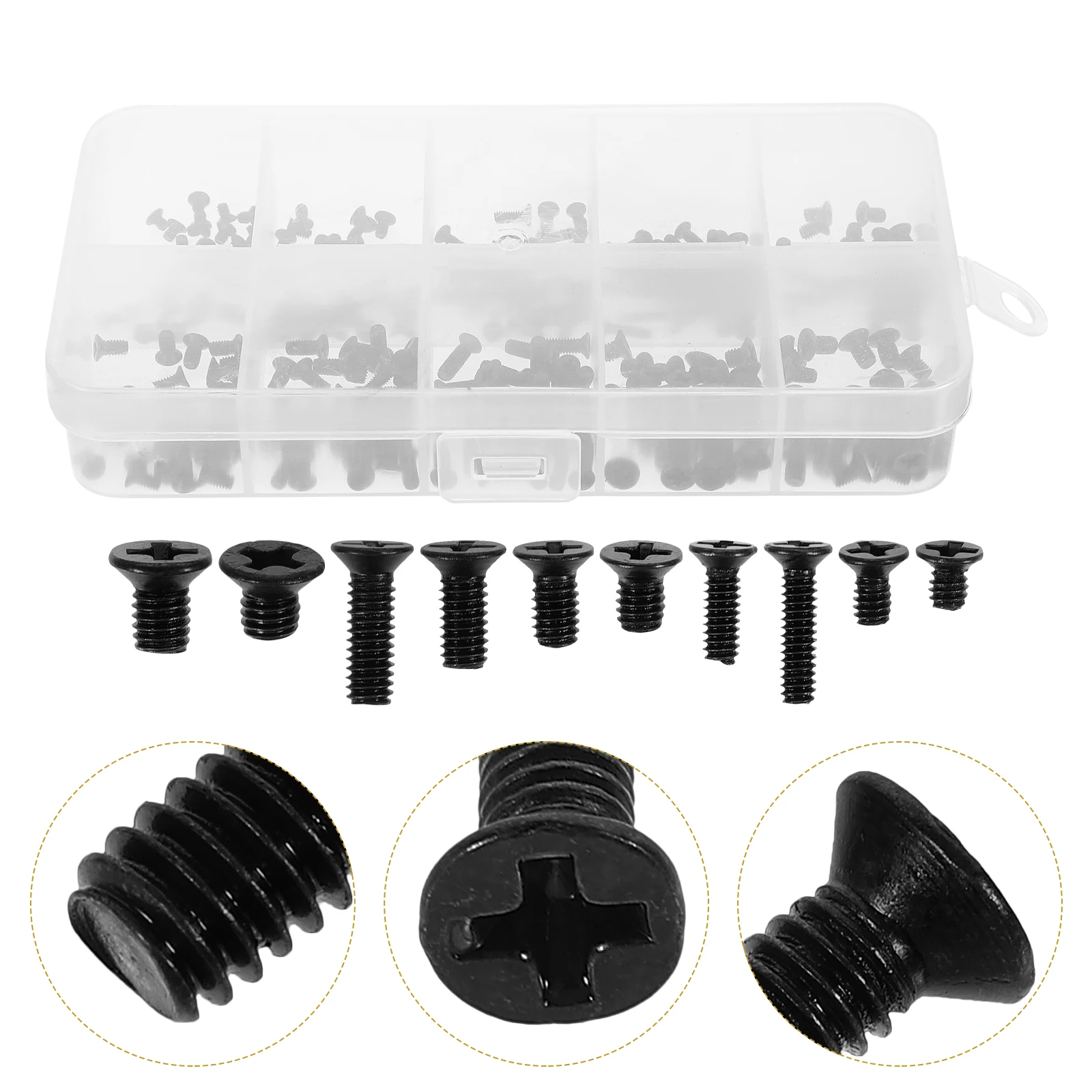 

300 PCS Screws Black Flat Head Machine Countersunk Pan Assortment Kit for Drywall