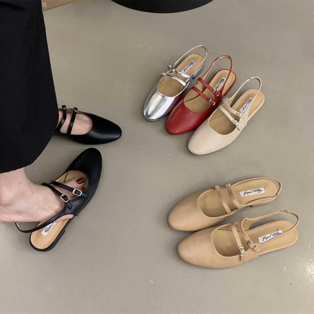 

Женские сандалии Bailamos 2026: Новинка весенней коллекции, модные туфли с круглым носком, на плоской подошве, повседневные мюли для женщин