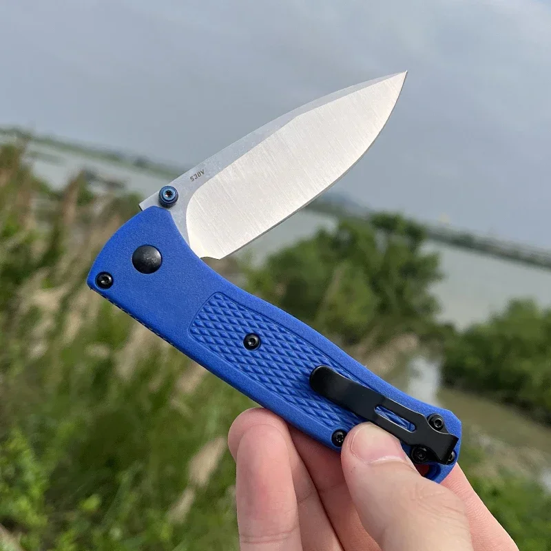 BM 535 Blue Handle Folding EDC Knife CPM-S30V Blade Nylon Fiber Handle Knife Portable Hiking Camping Self-defense Tactical Knife