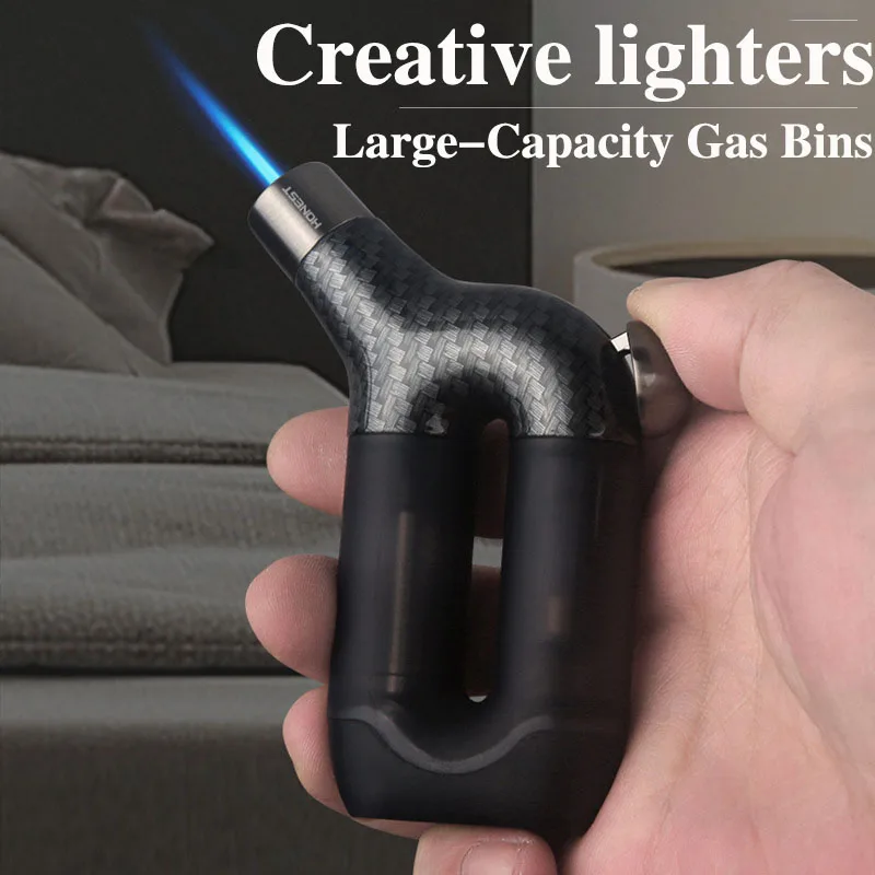 Creative Turbo Jet Lighters Outdoor Windproof Blue Flame Direct Spray Gun Butane Gas Lighter  Cigar Pipe Cigarette Accessories