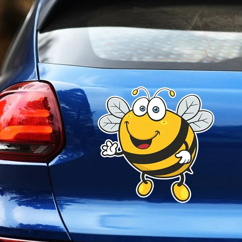 Happy Bee Car Sticker S60059# Self-Adhesive Waterproof Vinyl Decal, Multiple Sizes For Bumper Rear Window Laptop Decoration