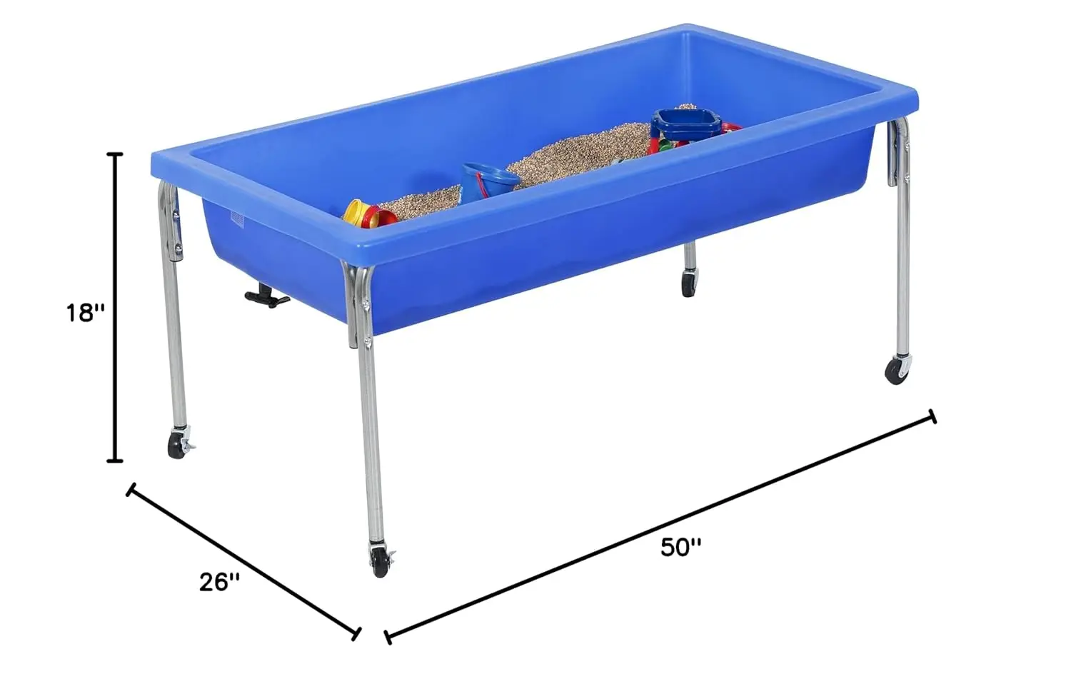 Children's Factory Sensory Sand and Water Activity Table and Lid Set for Preschool, Daycare, Classroom, Outdoor Play, 18”, Blue