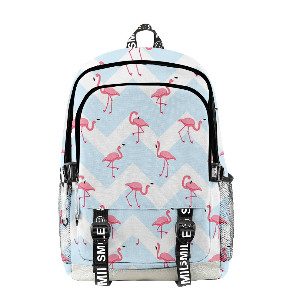 Hip Hop klassische jugendliche Schultasche Unisex Flamingo Reisetaschen 3D-Druck Oxford wasserdichte Notebook Multifunktionsrucksäcke