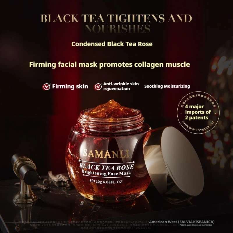 Black Tea Rose Rejuvenating Facial Mask 120g Anti-Wrinkle Firming Moisturizing Soothing Face Mask