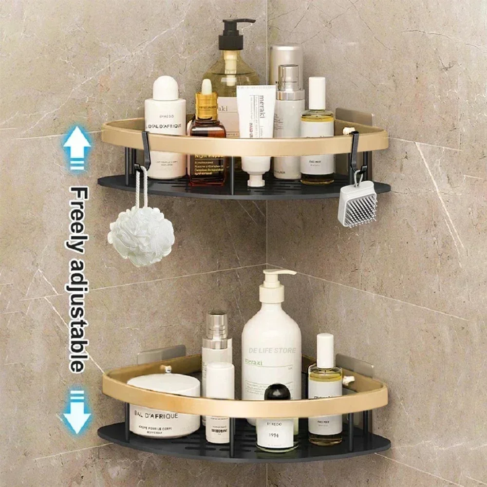 HOT SALE Triangle Bathroom Shelf Makeup Storage Organizer Aluminum Alloy Shampoo Rack Shower Shelf Bathroom No Drill Wall Shelf