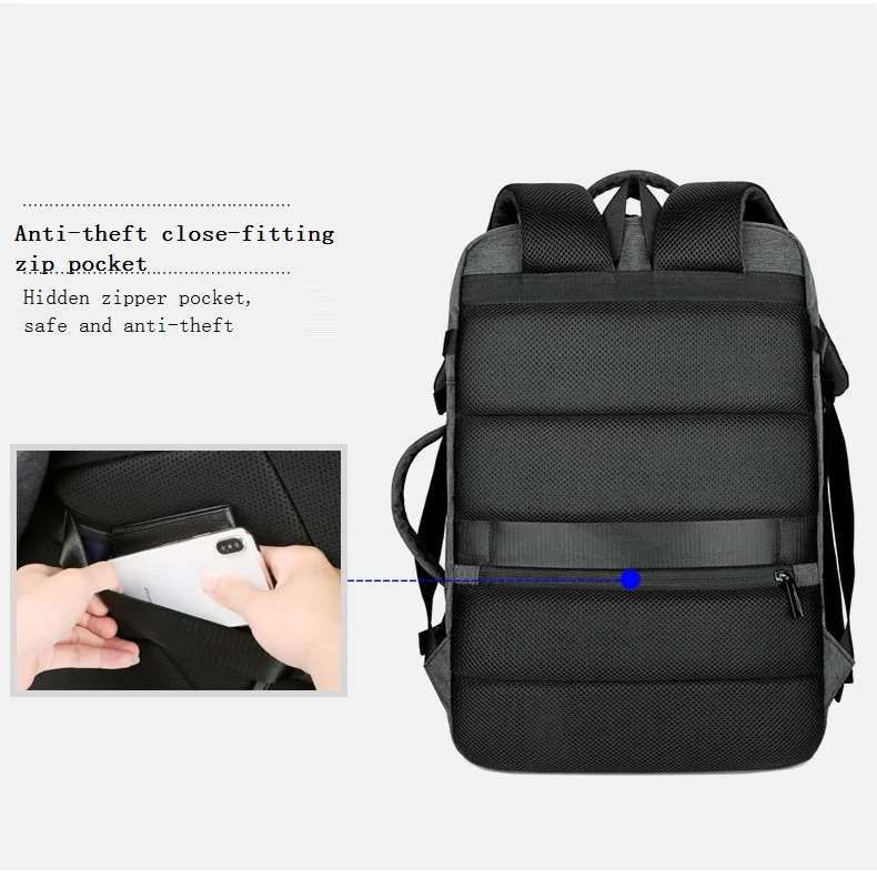 45L Men Expandable Backpack USB Charging Laptop Bagpack Male Large Capacity Waterproof Business Travel Back Pack Luggage Bag