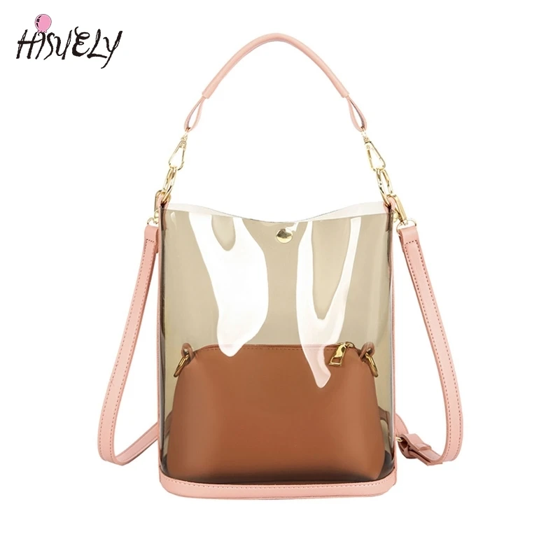 

New Arrive Transparent Jelly Tote Bag for Women 2025 Trend Clear Handbags and Purses Bucket Bag Valentine's Day Shoulder Bag