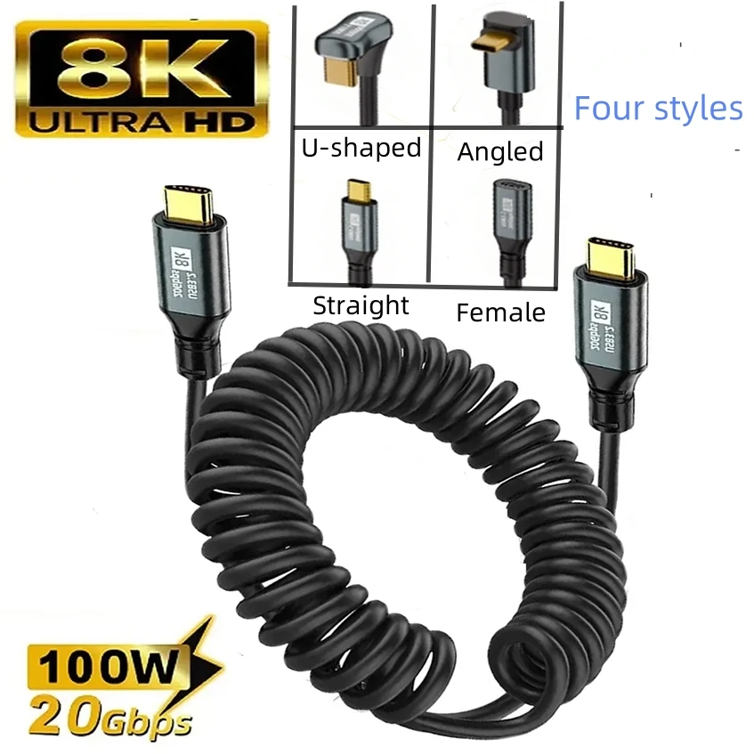 

Автомобильное зарядное устройство PD 100 Вт, кабель USB-C к USB-C, 5 А, быстрая зарядка с телескопической пружиной для IPhone 15, Samsung S24 Ultra/Macbook 2023 ​