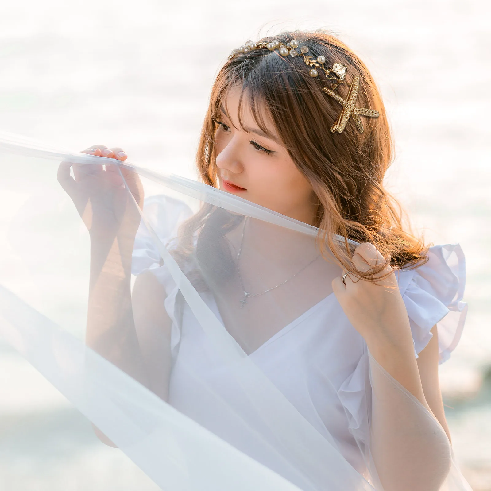 

Ретро жемчужная повязка на голову, свадебные аксессуары для волос, пляжный головной убор из сплава с жемчугом, элегантное украшение для волос, женский головной убор