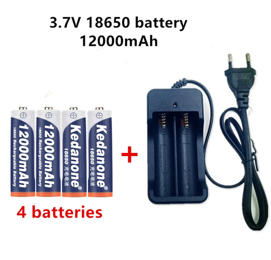 18650 battery 3.7V 12000mAh rechargeable Li-ion battery for Led flashlight Torch batery lithium battery charger Free Shipping