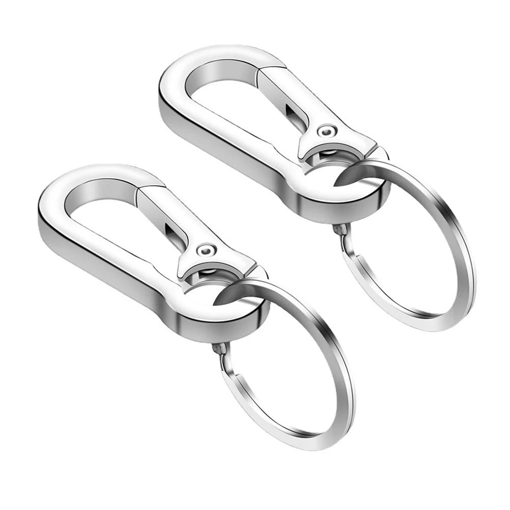 2Pcs Waist Hanging Keychain Full Metal Key Ring Couple Anti-Loss Keychain