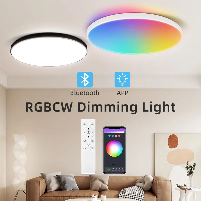 Plafoniere a LED intelligenti controllo APP plafoniera 110-265V dimmerabile plafoniera RGB lampada da soffitto per camera da letto apparecchio di