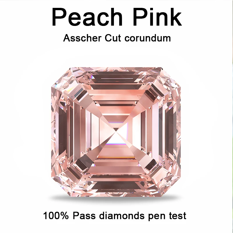 مورغانيت الوردي مختبر خلق الخوخ الوردي Asscher قطع اكسير الالمونيوم الأحجار الكريمة الاصطناعية روبي أحجار كريمة مفكوكة 100% تمرير الماس القلم اختبار