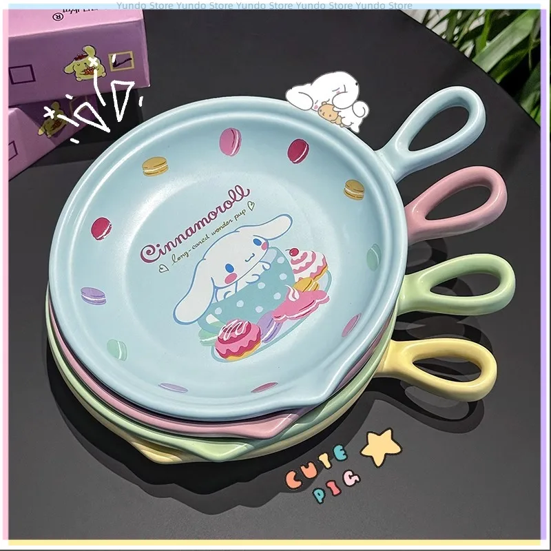 Sanrio Kawaii Ceramic Pan Cinnamoroll Kuromi High Temperature Open Fire Frying Pan Household Artifact Special for Steak Frying