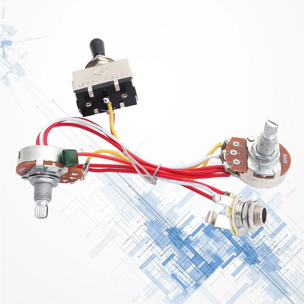 

Electric Guitar Wiring Harness Kit 3 Way Toggle Switch 1 Volume 1 Tone Silver 500k Pots Suitable for Lp Guitar Tremolo Bridge