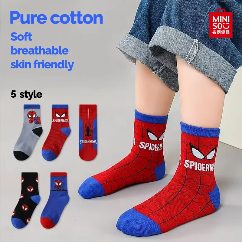 

1/5 Pairs Children Socks Spiderman Anime Kids Boys Short Sock Iron Man Captain America Cartoon Baby Summer Spring Mesh Socks