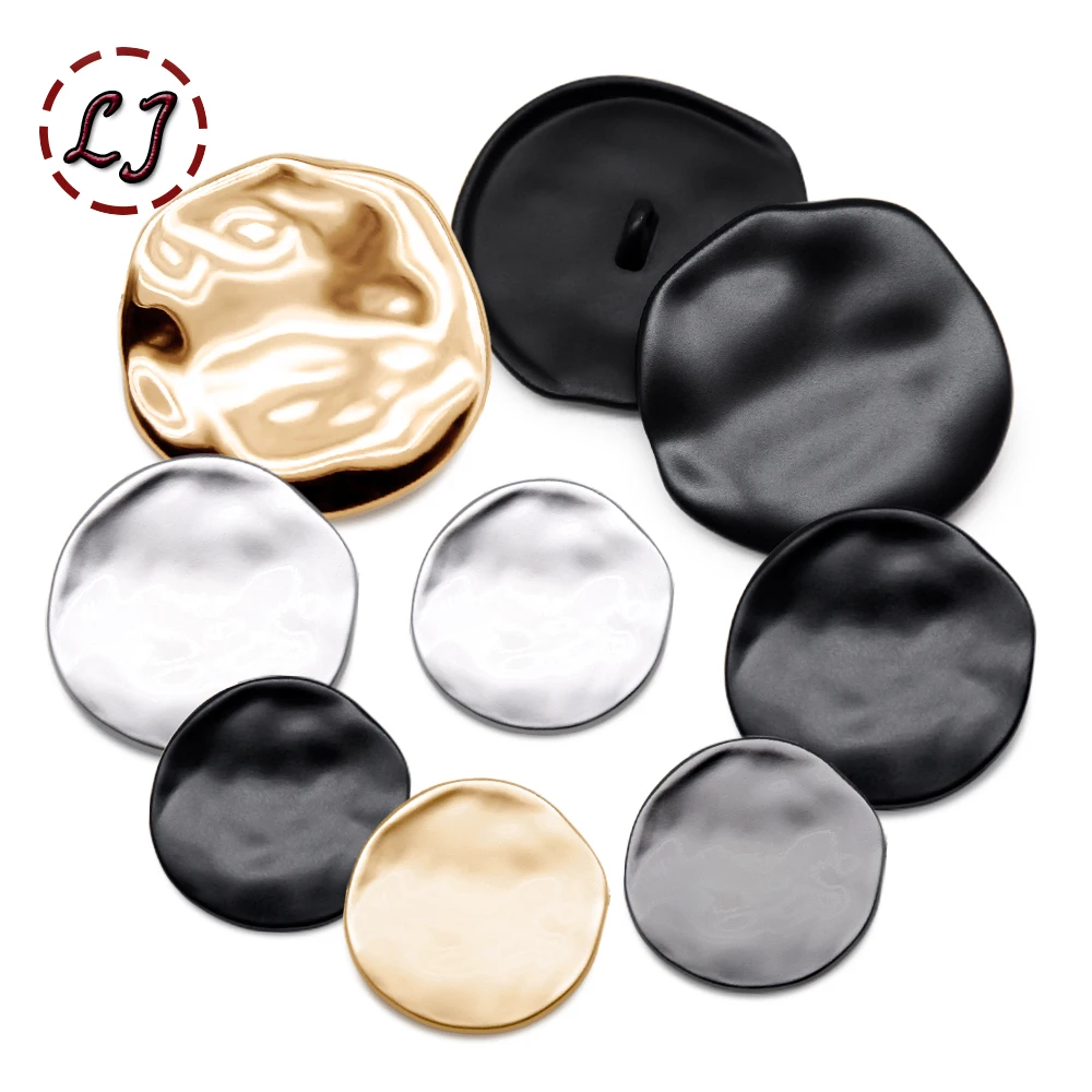 10pcs/lot fashion 21/25/30mm decorative buttons high quality Irregular plane gold buttons for shirt overcoat sewing accessory