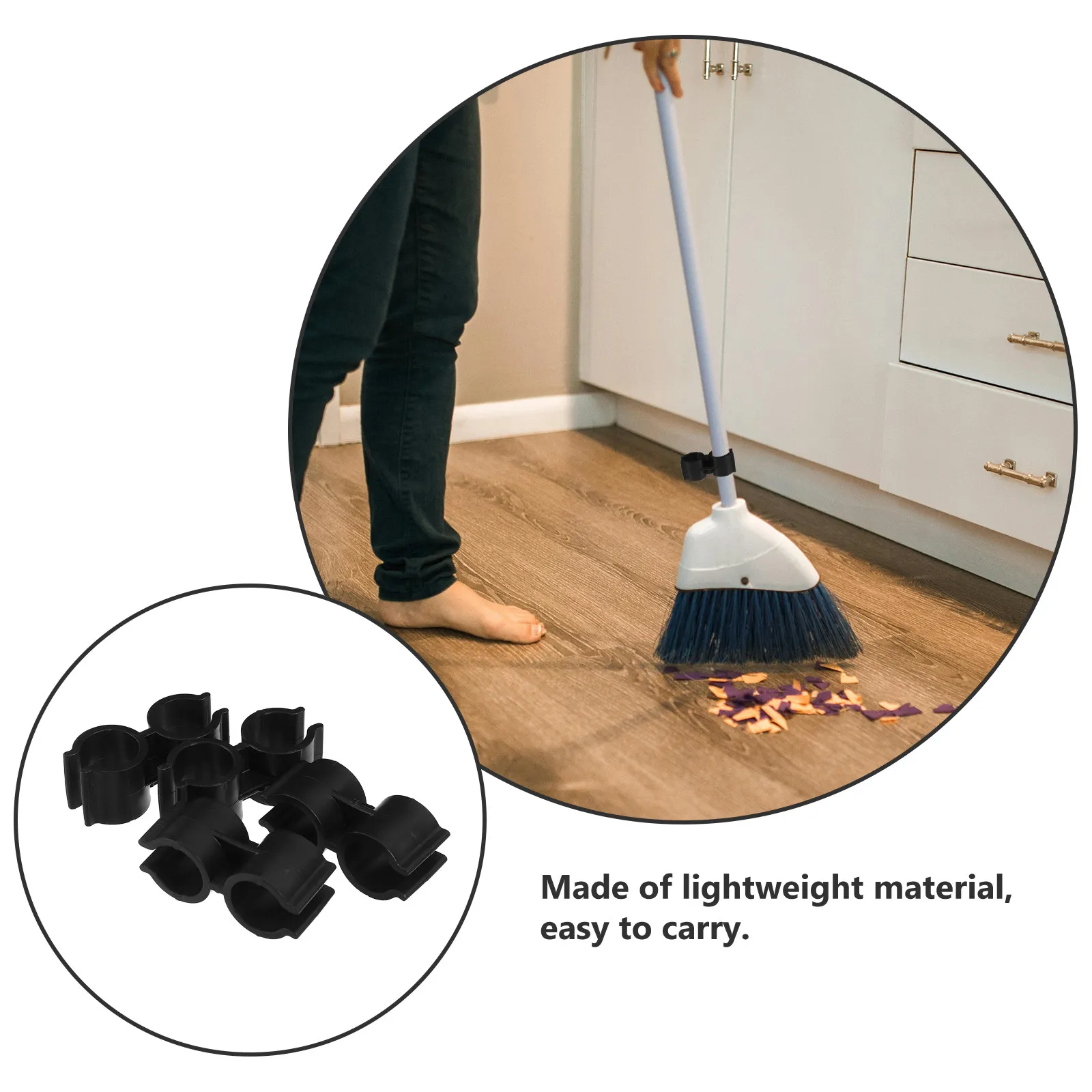 4Pcs Plastic Dustpan Broom Buckle Double Tube Clamp Secure Fastening for Brooms Dustpans 2.2cm Diameter Spacesaving Storage