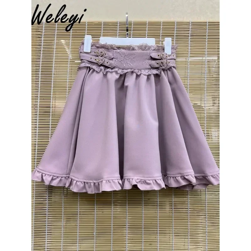 Kawaii Jirai Kei Rojita Skirts Woman Summer for Steampunk Love Rhinestone Lace Mine Series Mass Production Versatile Sweet Skirt