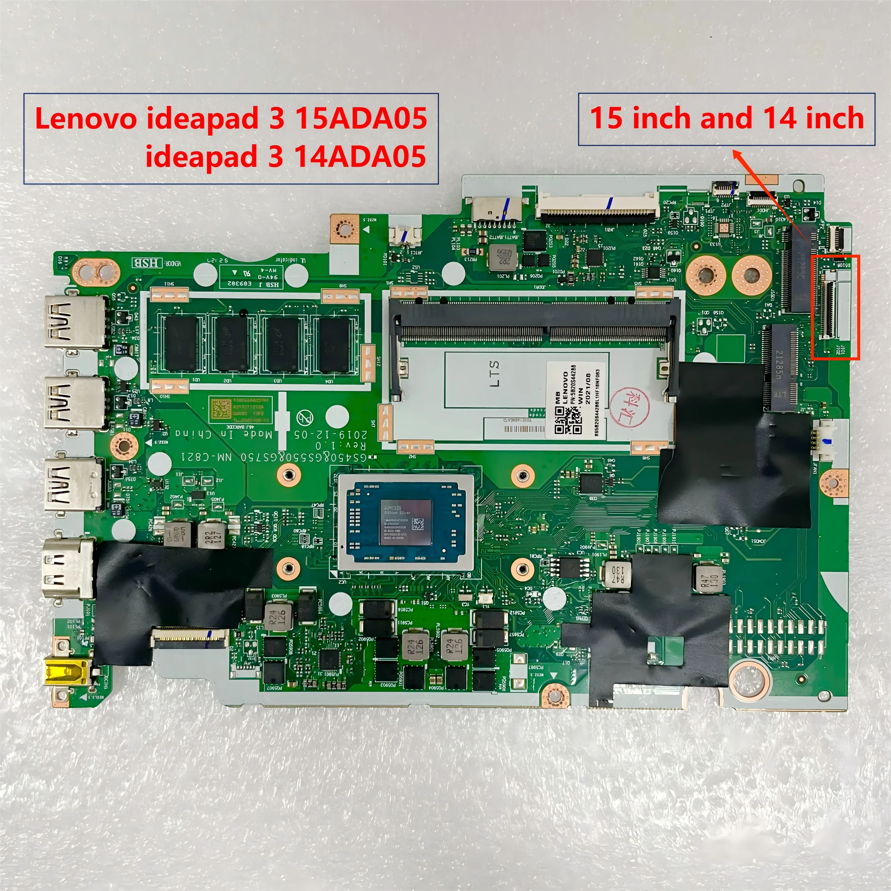 NM-C821 Scheda Madre Per Lenovo IdeaPad 3 15ADA05 IdeaPad 3 14ADA05 Scheda Madre Del Computer Portatile Con AMD R3 R5 R7 CPU, RAM 4GB 100% Test Ok