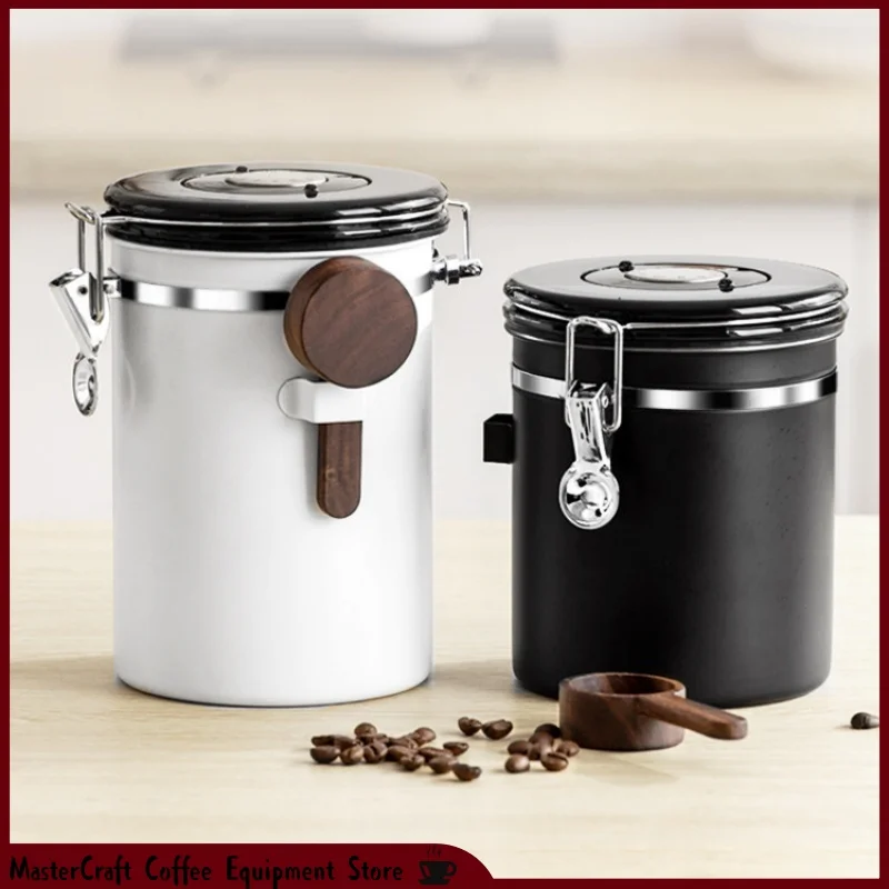 Lhopan Coffee Bean Airtight Container 304 Stainless Steel One-Way Valve Coffee Powder Storage Breathing Canister for Bean Aging