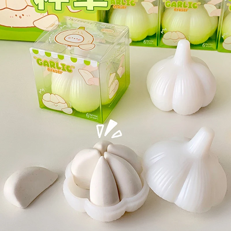 

Kawaii Lovely Garlic Rubber Eraser Funny Creative Eraser Writing Drawing Erasers Office Supplies Student Stationery Gifts