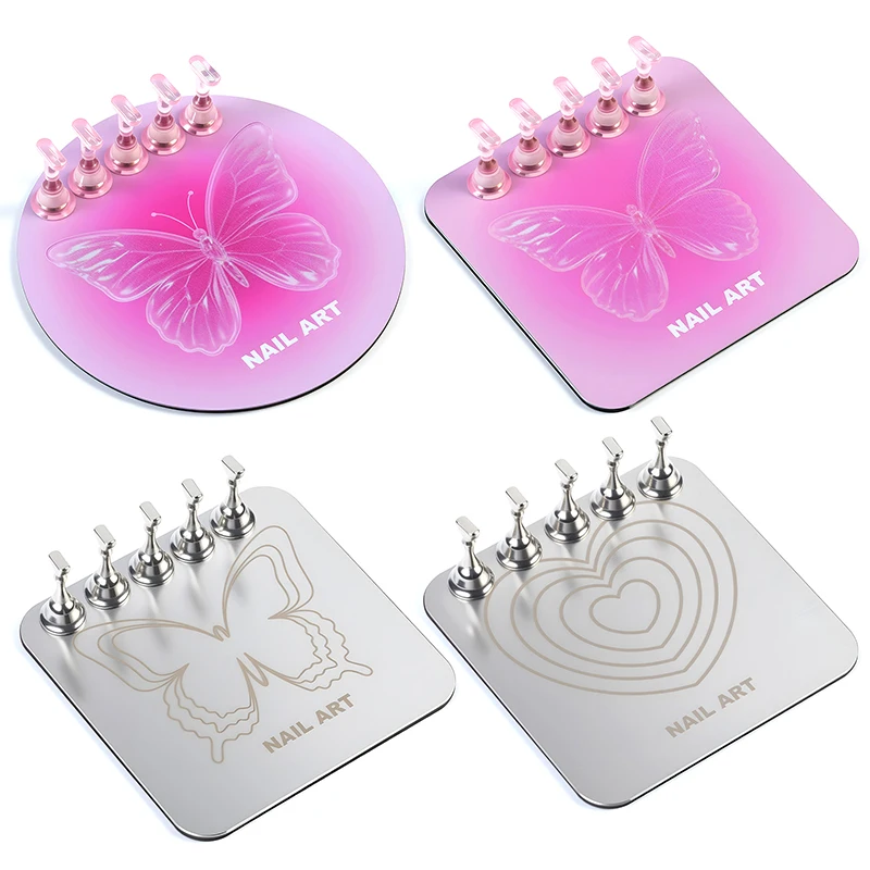 Soporte para uñas de mariposa, soporte de práctica para puntas de uñas postizas, Base Aurora, soporte magnético completo, bandeja, herramientas de práctica para salón de manicura, 6 uds.