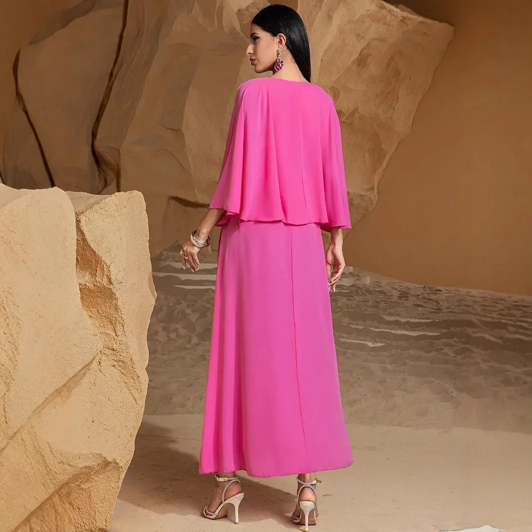 2025 Moda Dubai Diamanti Abaya Caftano Donna Musulmana Manica a mantella Maxi abito Eid Ramadan Jalabiya Abito da sera per feste Femme
