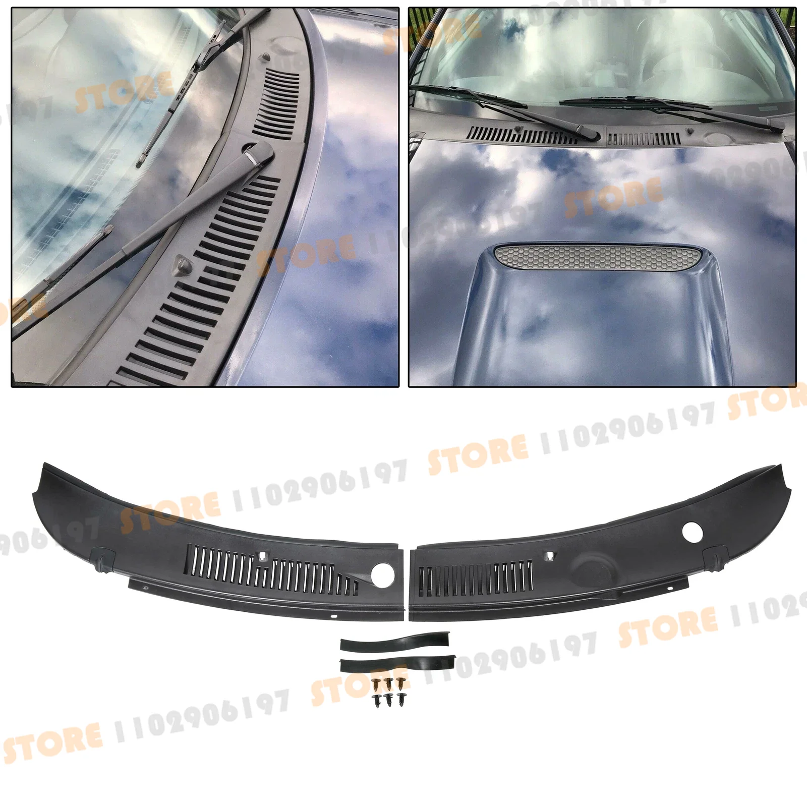 for LHD 1999-2004 Ford Mustang Windshield Wiper Cowl Grille Vent Cover Panel Hood Assembly Replacement 3R3Z6302228AAA