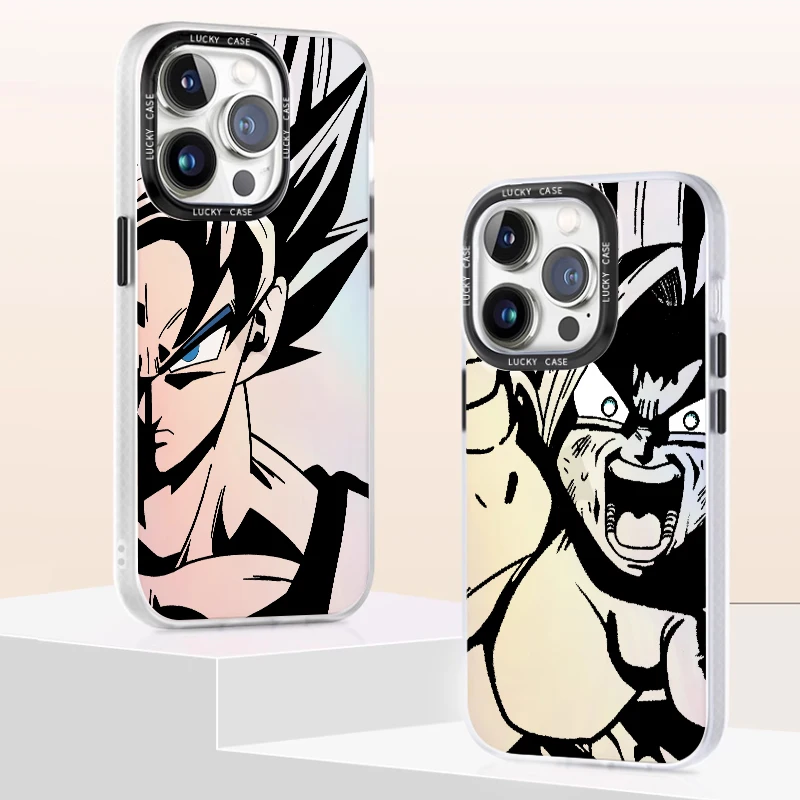 

Luxury D-Dragon Ball Goku Phone Case For Apple iPhone 15 14 13 12 11 XS XR X Pro MAX 8 7 Plus Laser Gradient Soft Cover