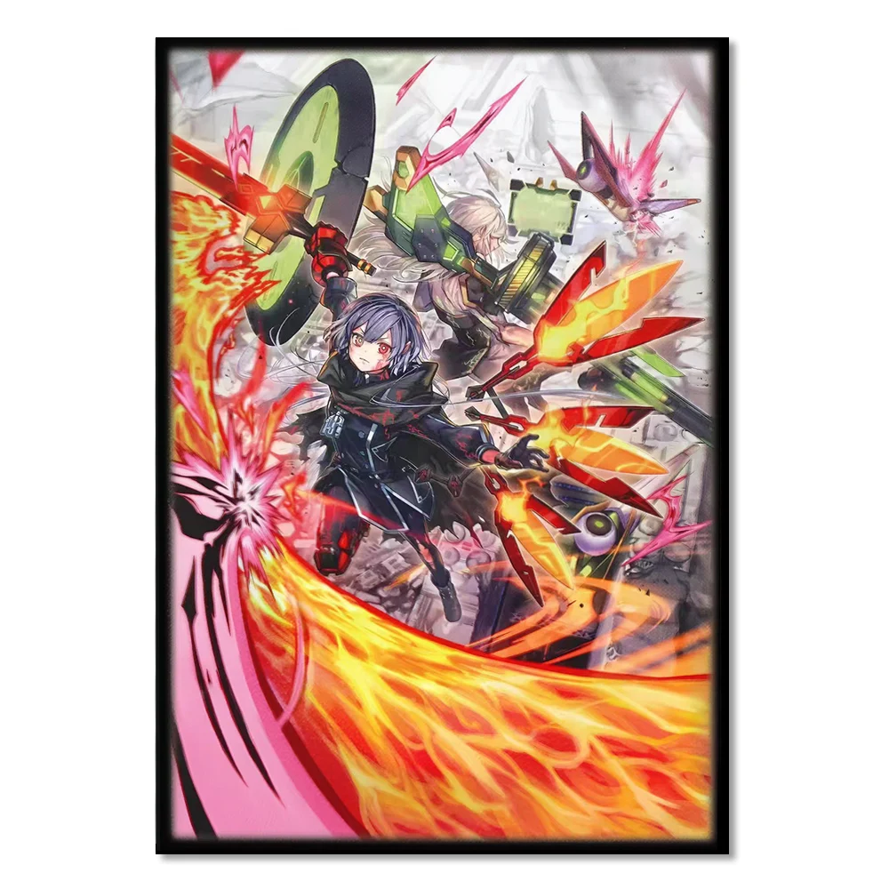 50PCS 63*90mm Flashing Anime Japanese Size Card Sleeves Anti-tear and Anti-wear Trading Card Sleeves Compatible with YGO Cards
