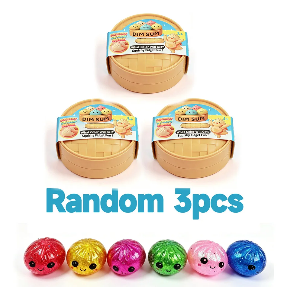 Neue bunte Glitzerperlen gefüllte Dumpling Squishy, Überraschungsbox mit Geschenkbox & verstecktem Stil, Stressabbau-Sensorik-Quetschspielzeug