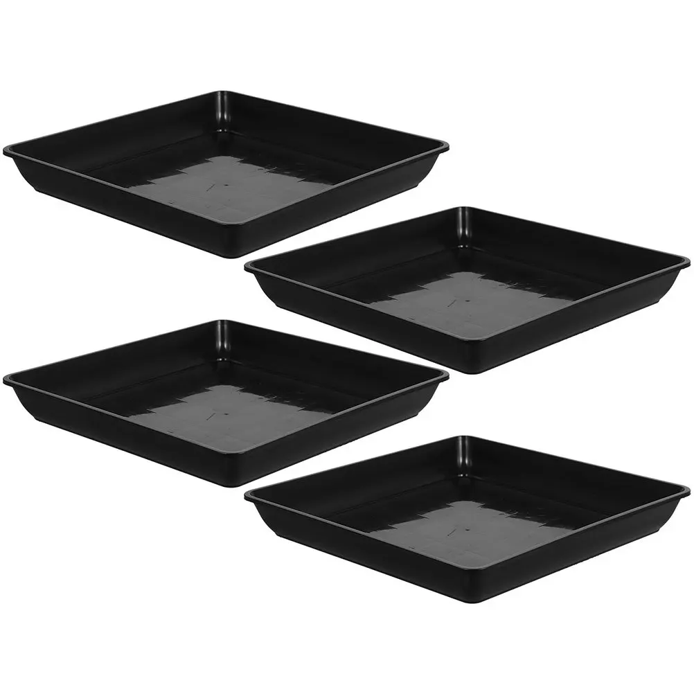

4Pcs Plant Saucer Tray Rectangle Plastic PP Material Flower Pot Tray for Indoor Plants Plant Drainage Plate Garden Use