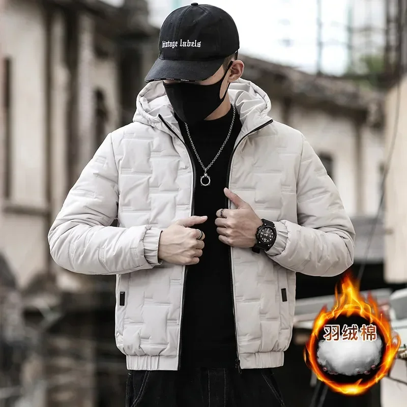Warm Hooded Puffer Jackets Men Slim Fit Cotton Padded Jacket Autumn Winter Korean Fashion Clothing Brand New Streetwear Clothes