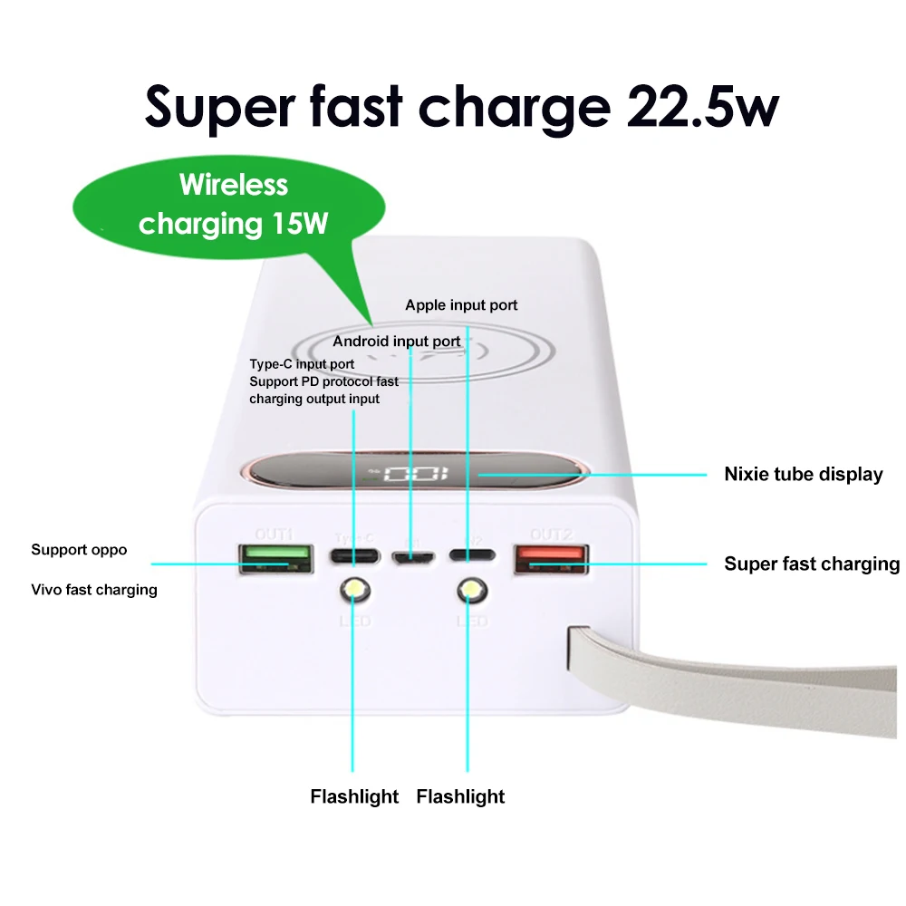 Removable 16*18650 Fast Charge PD3.0 QC3.0 Welding Free Battery Storage Box DIY 22.5+15 Power Bank Case Mobile Power Supply Kit