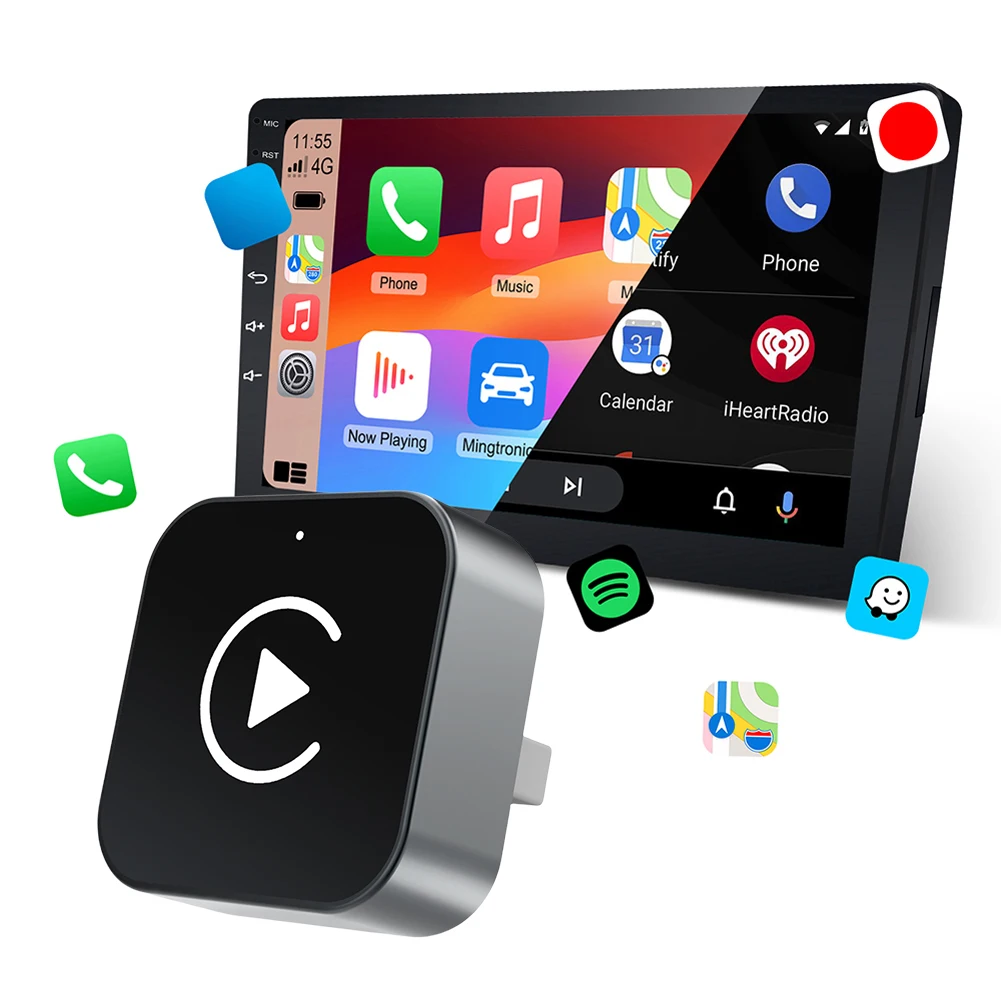 Adaptador inalámbrico CarPlay Android Auto 2 en 1, caja Carplay AI, conexión automática, adaptador CarPlay inalámbrico para coches CarPlay con cable de fábrica
