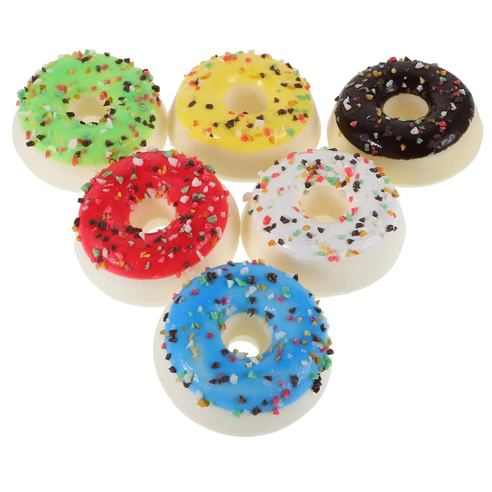 6 Piezas de Donuts Artificiales Realistas, Simulación de Postres, Decoración para Fiestas, Adornos para Alimentos, Pegatinas para Refrigerador, Comida de Juguete Colorida para Exhibición
