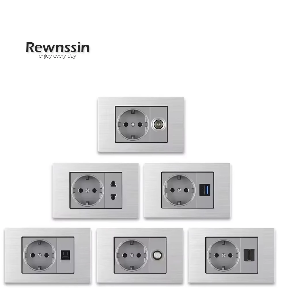 

EU Household Power Socket 16A 250V HDMI RJ45 USB Data Interface TV Socket Switch Korea Spain Combination Socket 118MM*75MM