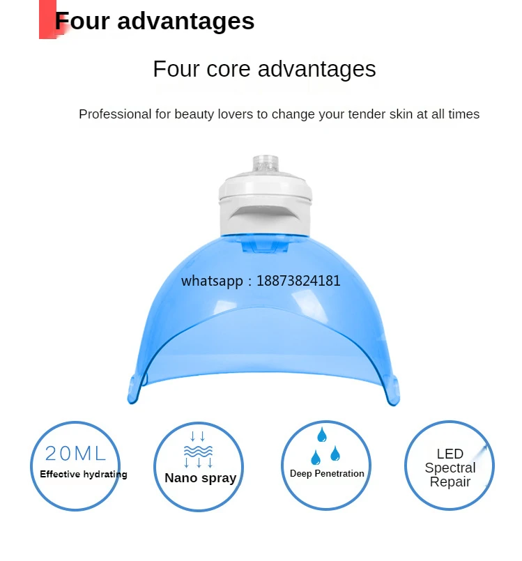 수소 산소 마스크 레드 및 블루 라이트와 스프레이 뷰티 장비 산소 제트 페이셜 케어 기계 빠른 배송