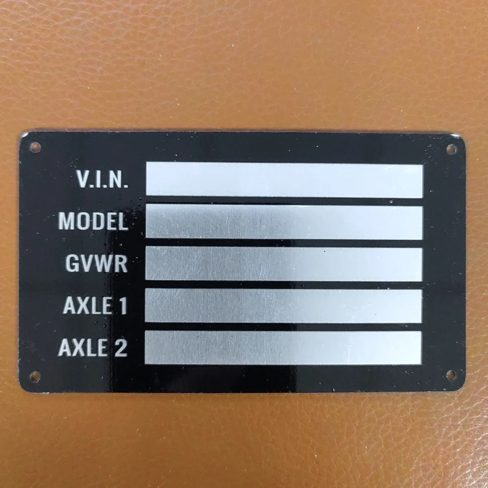 

Two Alxe Aluminum Trailer ID Tag Vin Plate Serial GVWR Medical Blank Powder Coated Finish RV Parts Camper Accessories