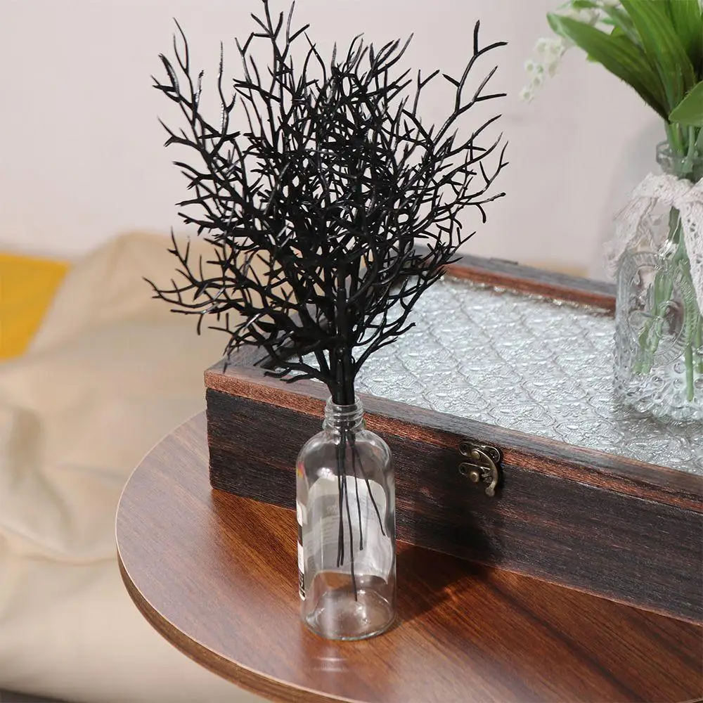 

5pcs Black Halloween Artificial Dead Branch Antlers Shape Exquisite Artificial Plastic Tree Branch Realistic Non-Fading